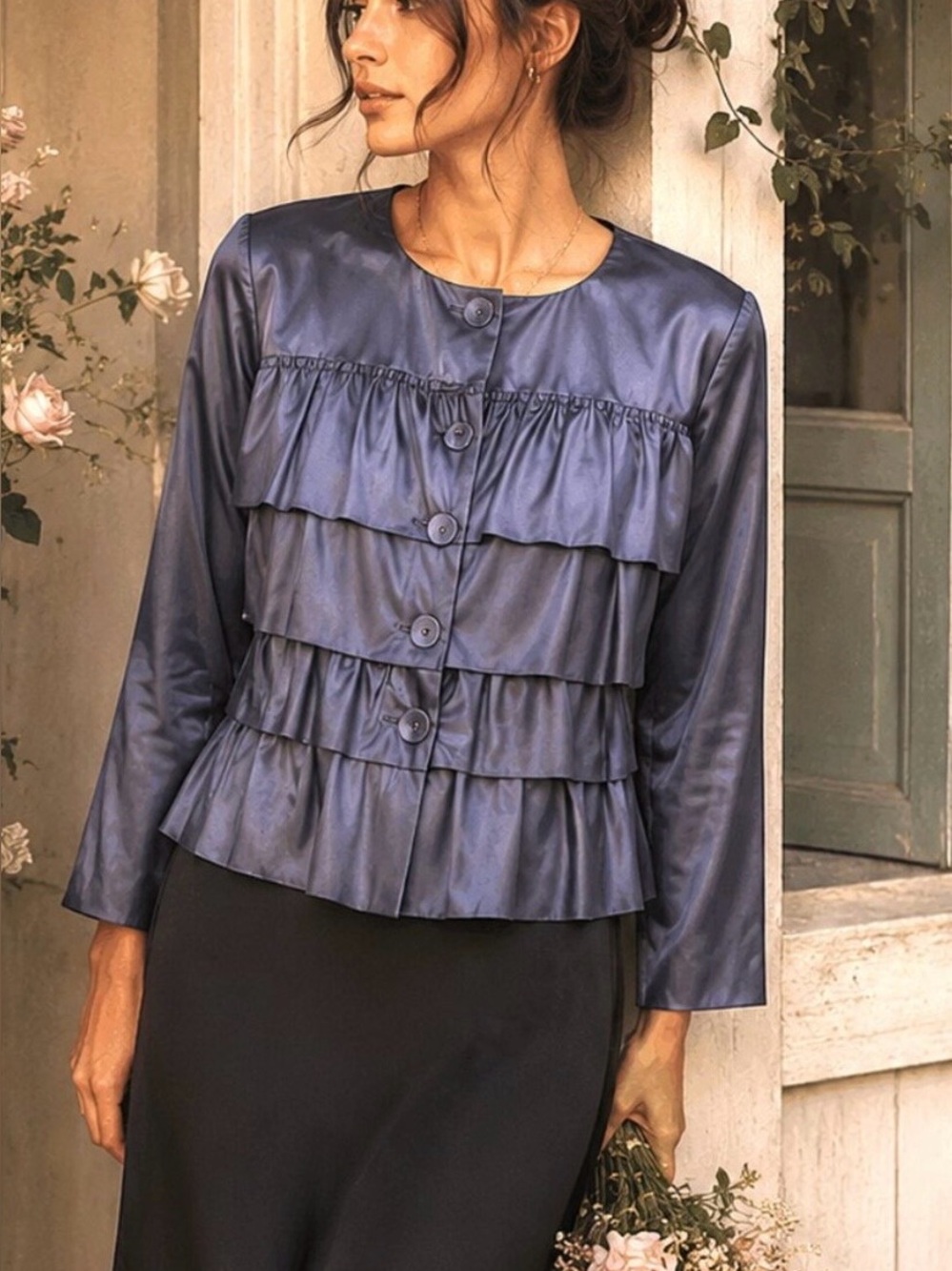 J. Crew Cascade Ruffle Silk Jacket - Picture 4 of 11